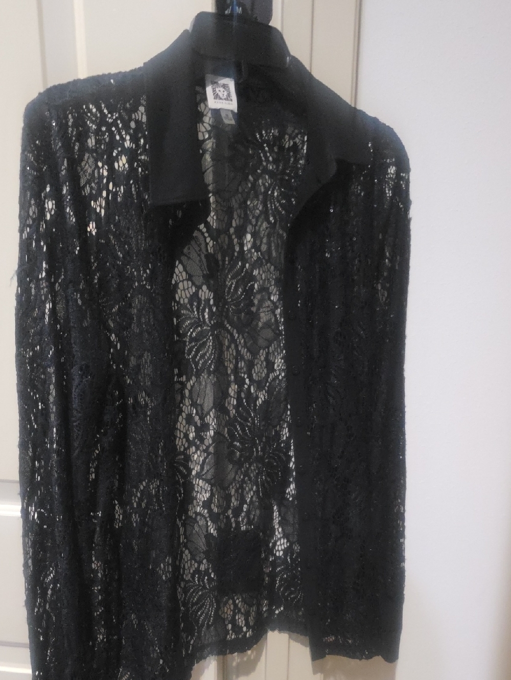 Anne Klein Black Floral Lace Top